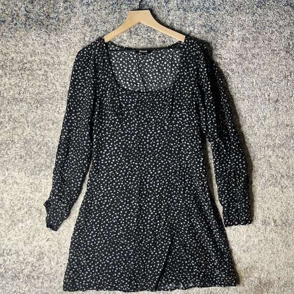 Madewell Dress Womens 8 Floral Long Sleeve Mini Lenzing Viscose Button Front - Picture 1 of 11